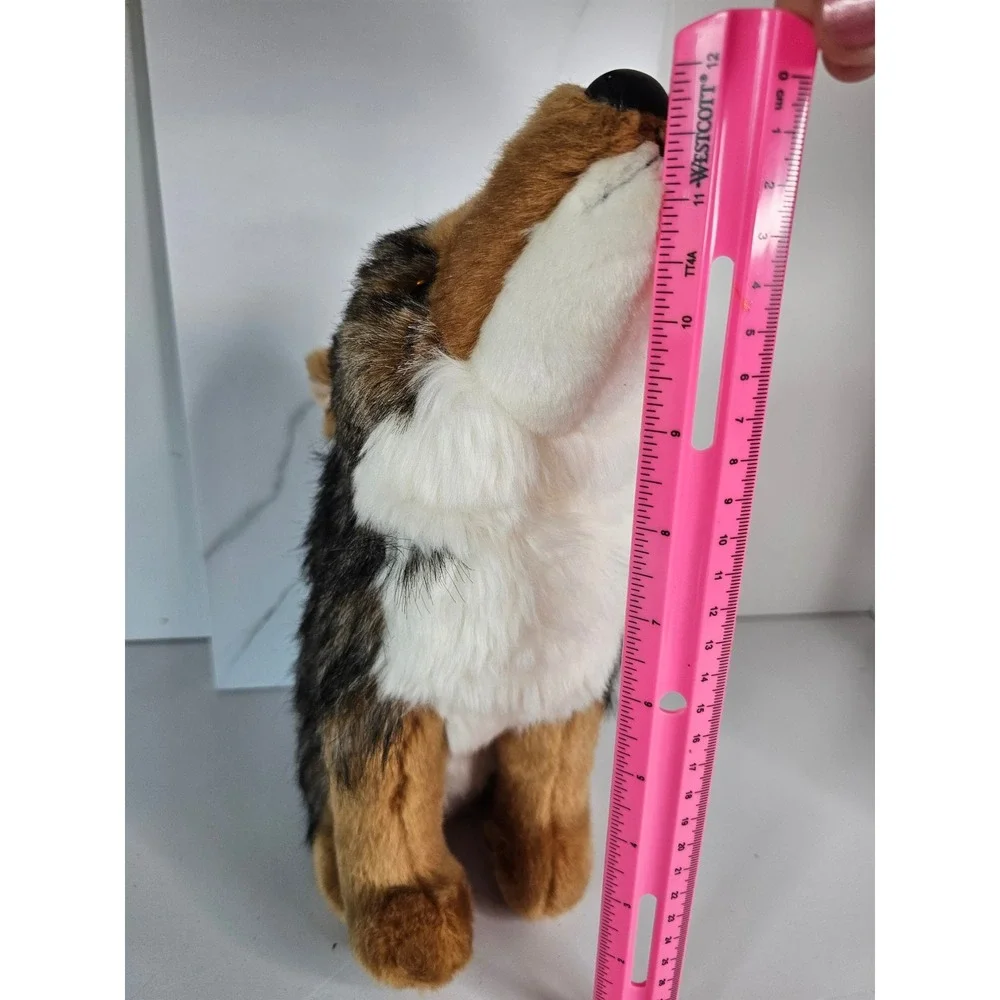 Douglas Cuddle Toy Howling Wolf Plush Stuffed Animal Brown Black 2016 Sitting